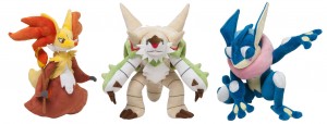 Limited Edition Pokemon Plushies: Meowstic (male and female versions), Delphox, and (just in time to celebrate his addition to the latest Super Smash Brothers Wii U video game) Greninja