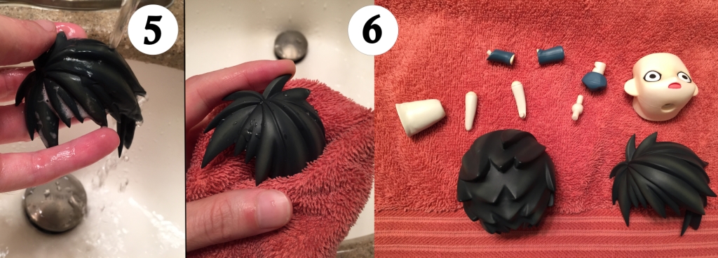 5. Rinse all the soap off the figurine using warm water. 6. Pat your figurine dry and then allow it to air dry.
