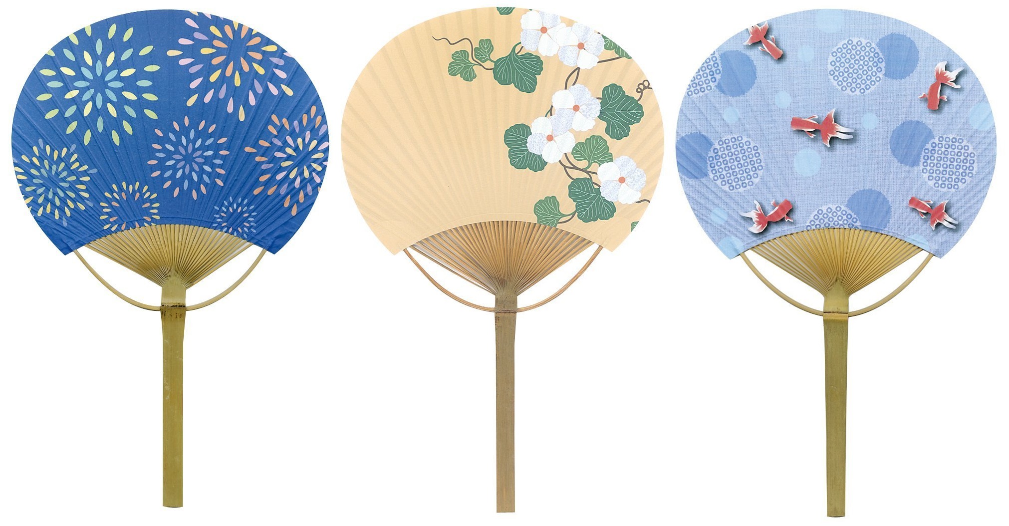 Japanese Uchiwa Paper Hand Fan with Flower
