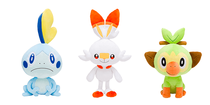 Pokemon Sword and Shield Starter Plushies - Grookey, Scorbunny, and Sobble