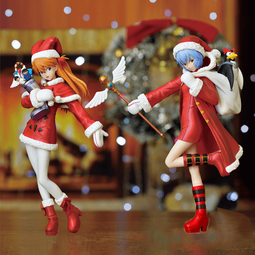 Neon Genesis Evangelion Rei Ayanami and Asuka Christmas Figures