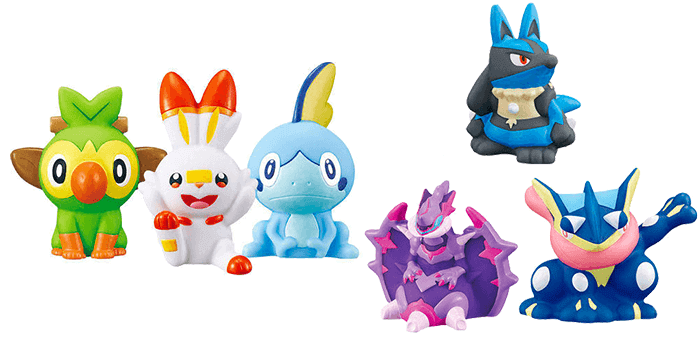 Pokemon Kids Sword and Shield Mini Figures - Grookey, Scorbunny, and Sobble