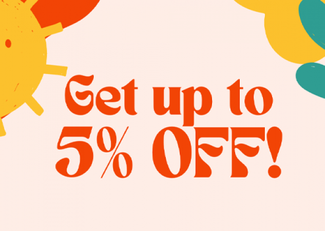 NEW: No minimum purchase amount! Get up to 5% OFF on ANY item with our Blog Coupon for May!