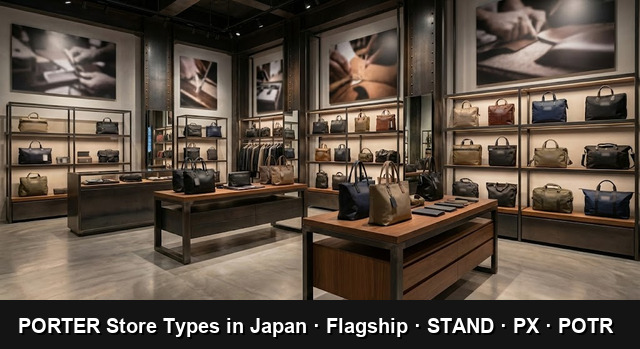 PORTER store types in Japan — Flagship, STAND, PX, POTR