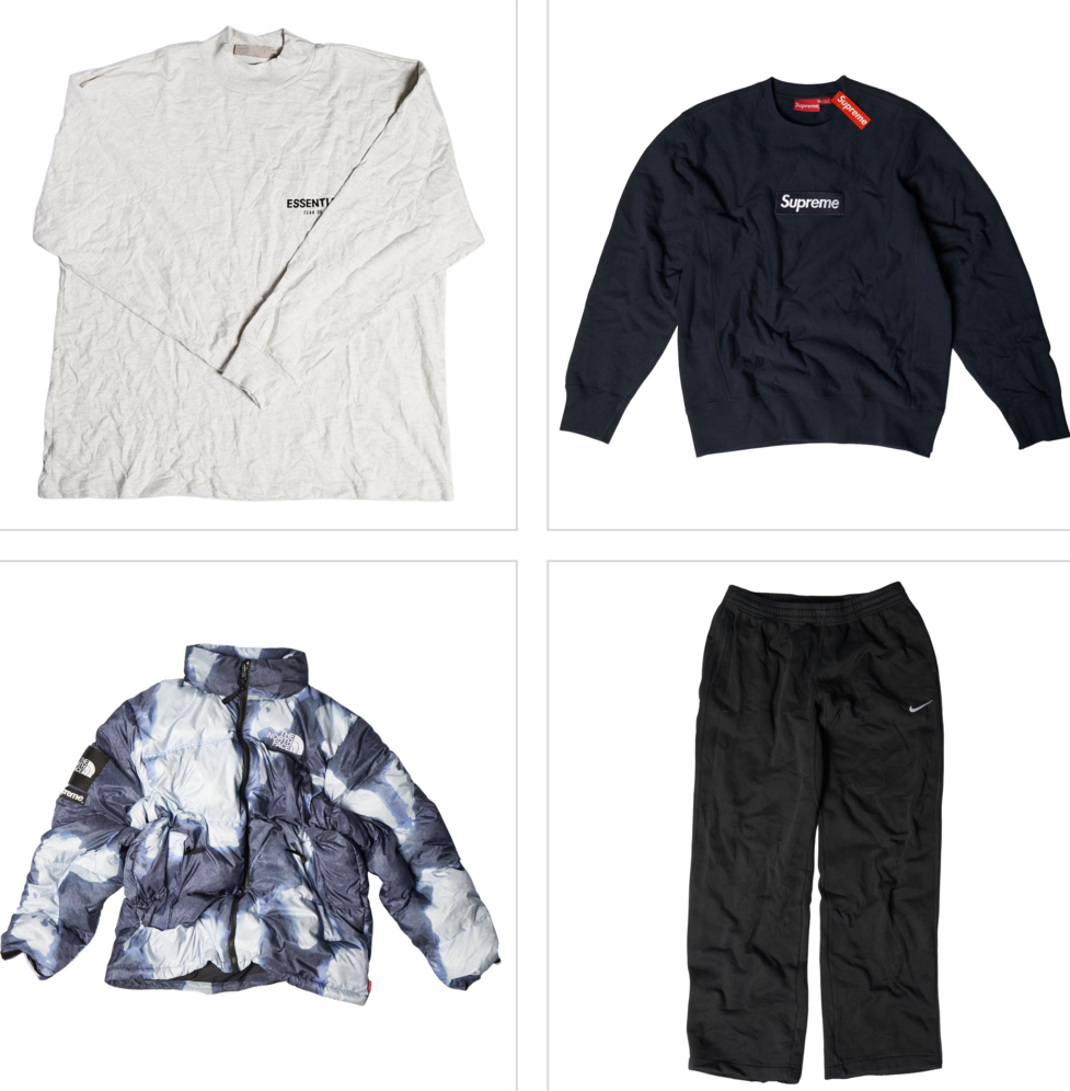 SNKRDUNK official quality guide for Japan streetwear and apparel, brand-new apparel: Wrinkles (fold marks), outside standard (NG) official example