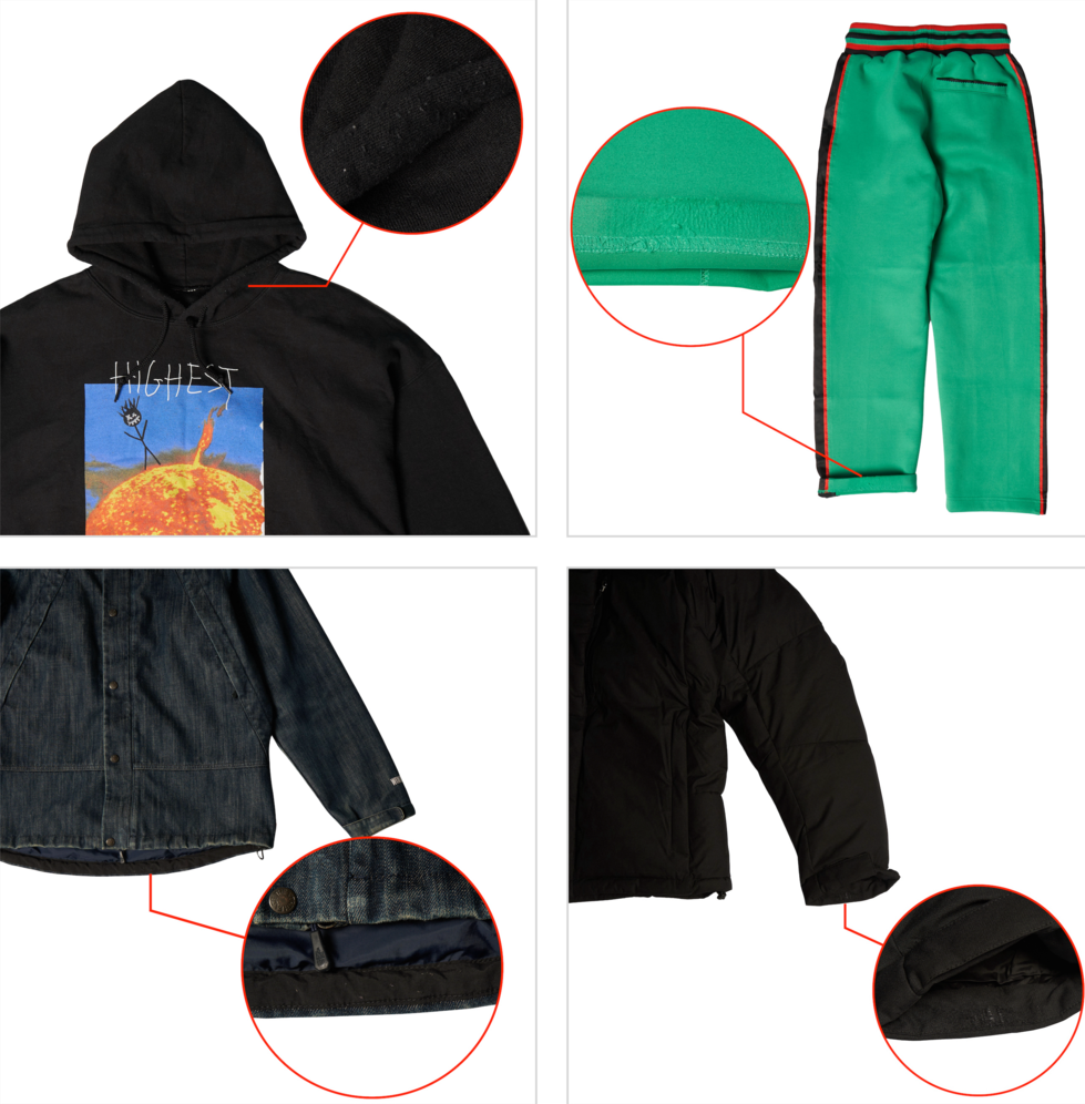SNKRDUNK official quality guide for Japan streetwear and apparel, brand-new apparel: Pilling, outside standard (NG) official example