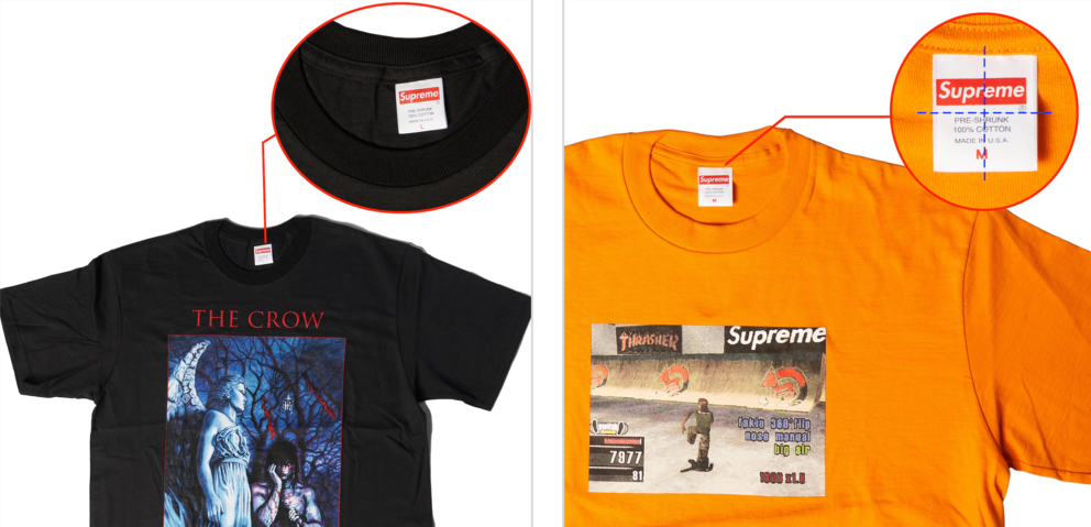 SNKRDUNK official quality guide for Japan streetwear and apparel, brand-new apparel: Size tag, within standard (OK) official example