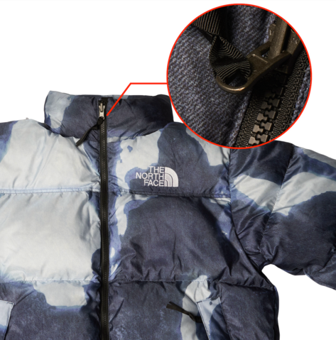 SNKRDUNK official quality guide for Japan streetwear and apparel, brand-new apparel: Zipper plating loss and scratches, within standard (OK) official example