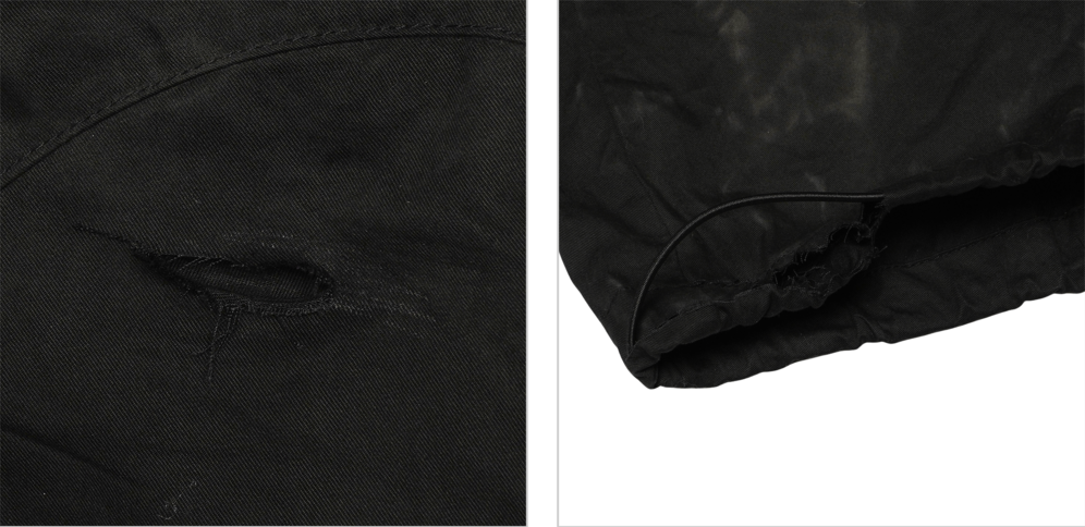 SNKRDUNK official quality guide for Japan pre-owned apparel, condition grade Poor condition, official example: Very large damage or tears from wear