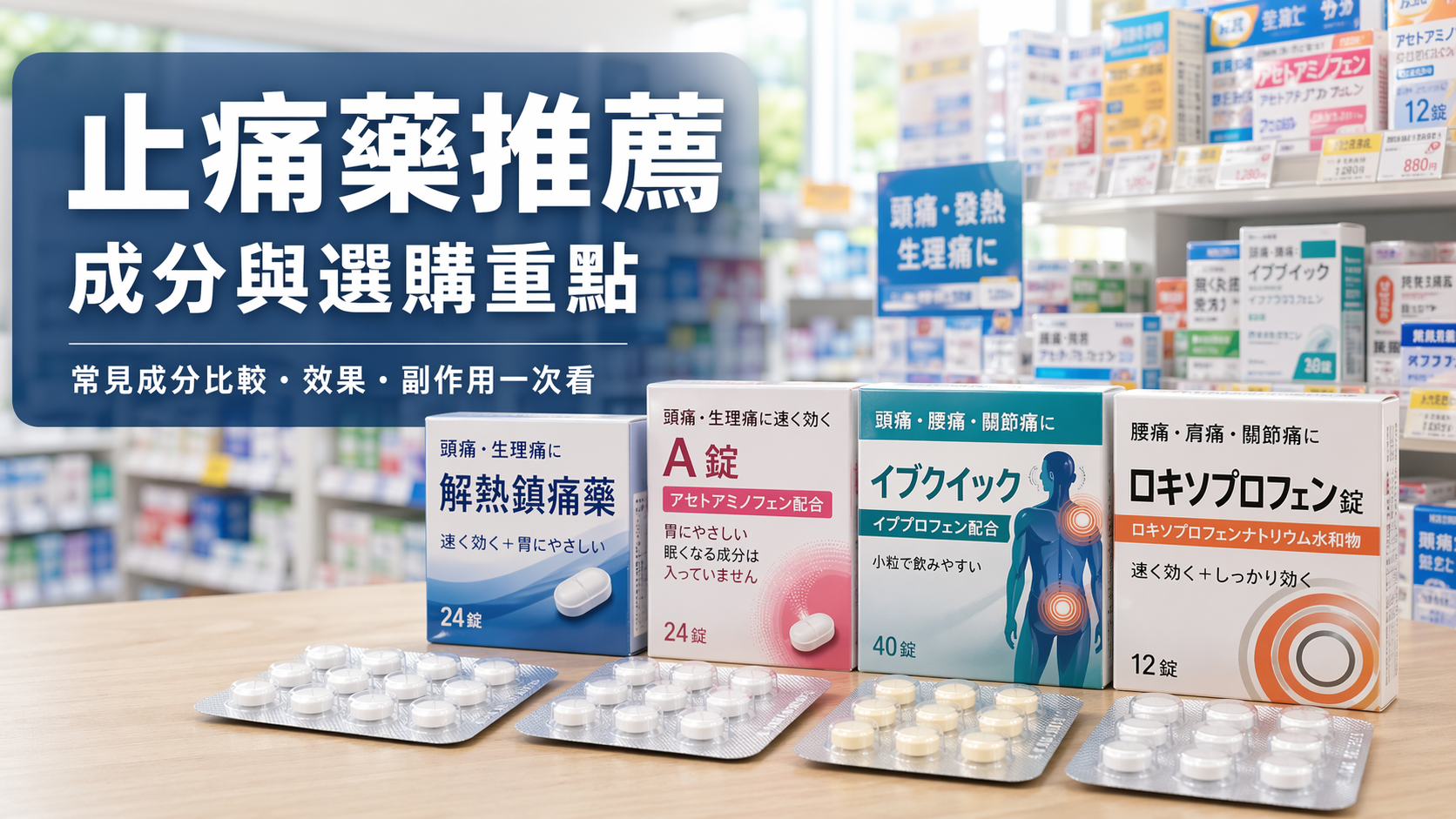 2026日本止痛藥推薦 症狀別完整指南 日本藥妝店止痛藥陳列